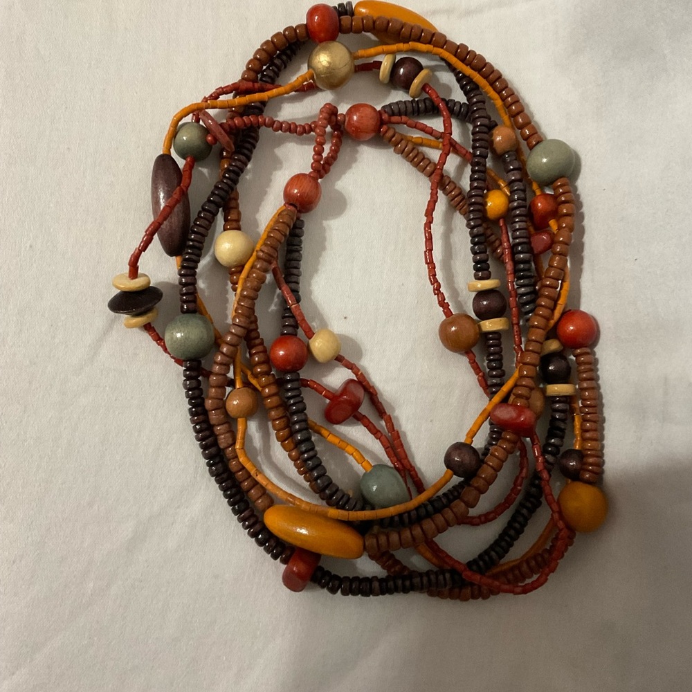 Necklace, handmade wood beads